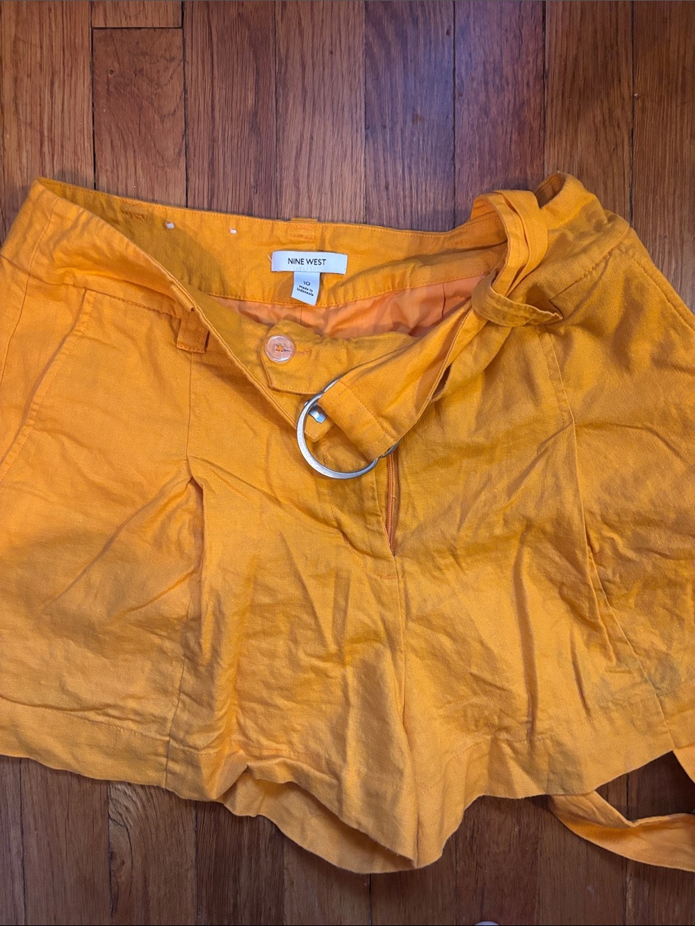 Nine West Golden Yellow Shorts with Ring Belt
